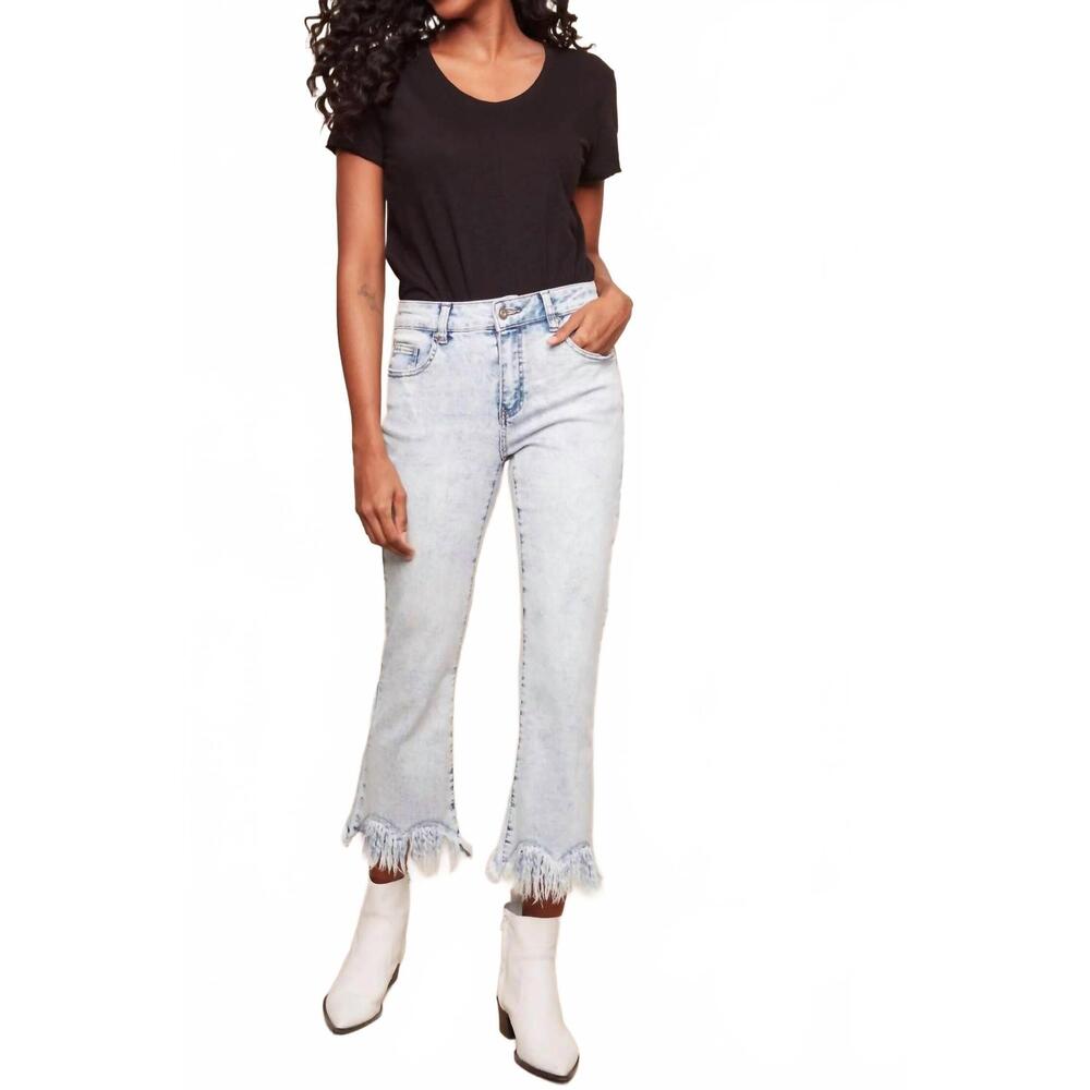 NEW CHARLIE B fringe jean in bleach blue